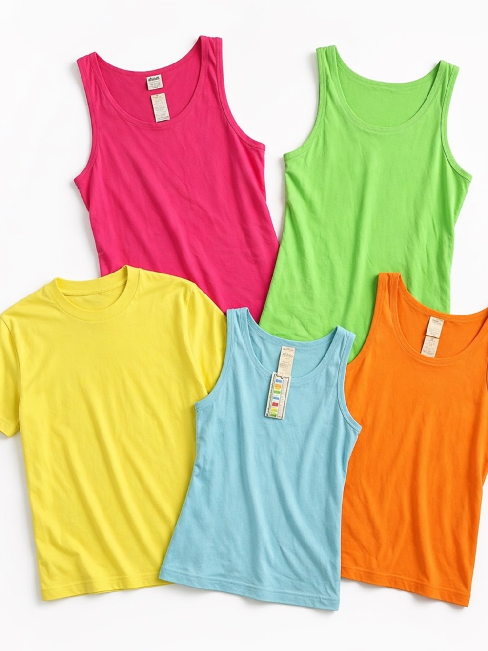 Vintage 80s / 90s Bright Tank Tops - Pink, Green, Yellow, Blue, Orange